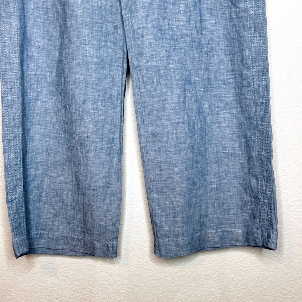 ATHLETA Cabo Linen Wide Leg Pant 4 Chambray Blue Pockets Resortwear Beach Summer - Picture 4 of 9